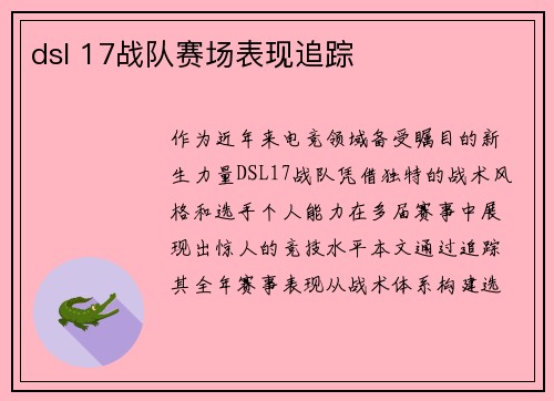 dsl 17战队赛场表现追踪